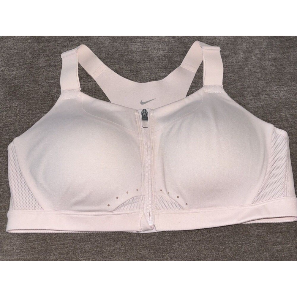 Nike Wireless Zip Front Sports Bra Size Large Light Pink